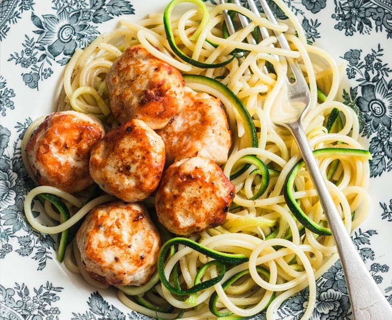 Zucchini Noodle Spaghetti and Turkey Meatballs Recipe
