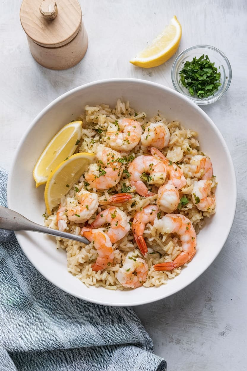 Lemon Garlic Shrimp Rice