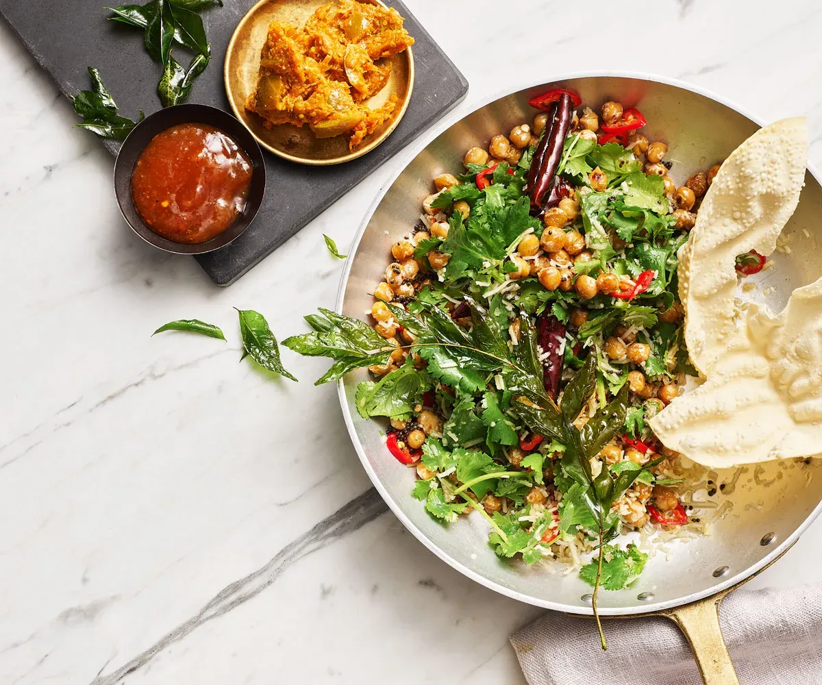 South Indian Coconut and Chickpea Stir-Fry Recipe