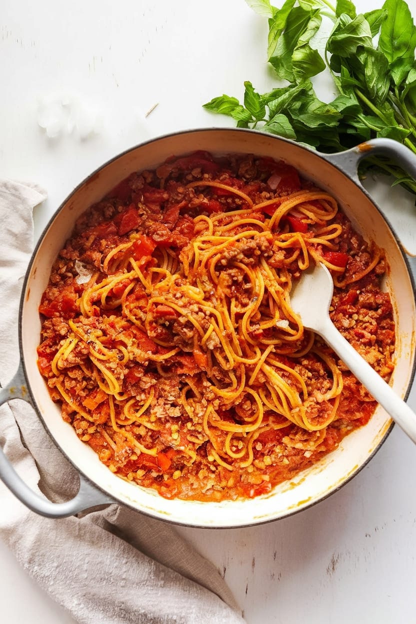 Easy One-Pot Spaghetti with Meat Sauce