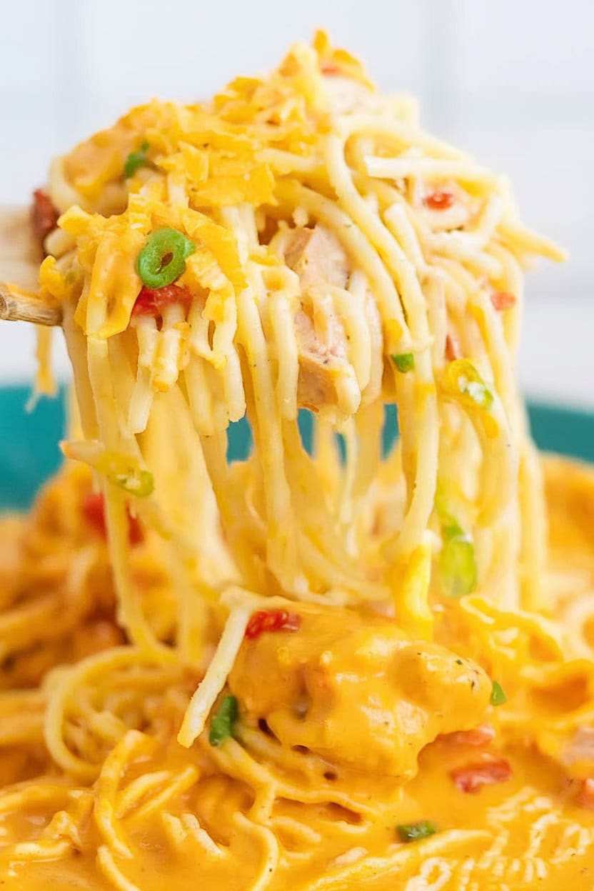 Chicken Spaghetti with Rotel and Velveeta