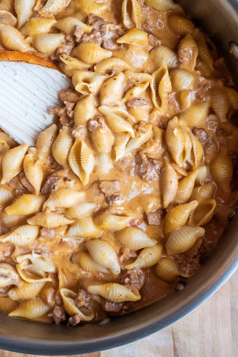 One-Pot Creamy Beef and Shells