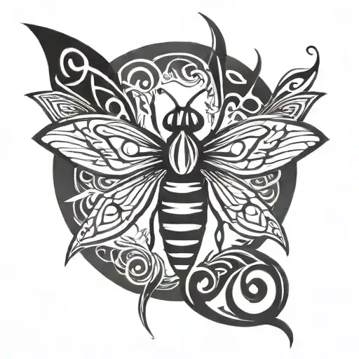a firefly tattoo incorporating tribal elements design