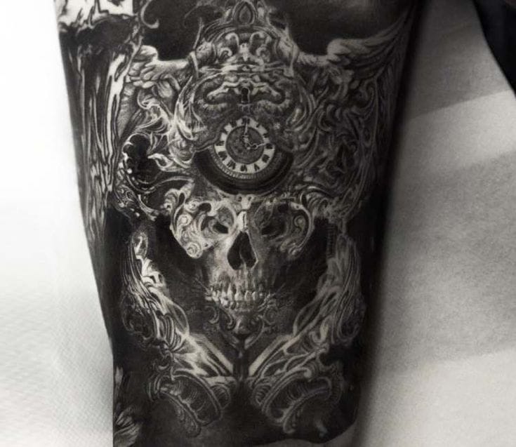 skull baroque tattoo