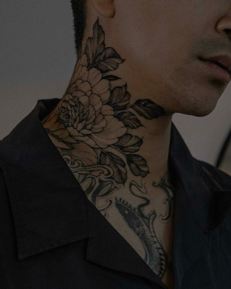 floral neck tattoo