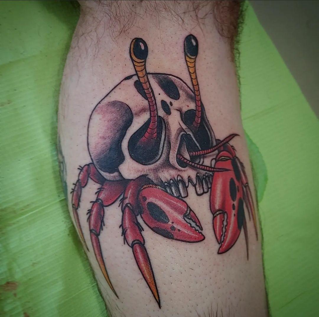 skull crab tattoo
