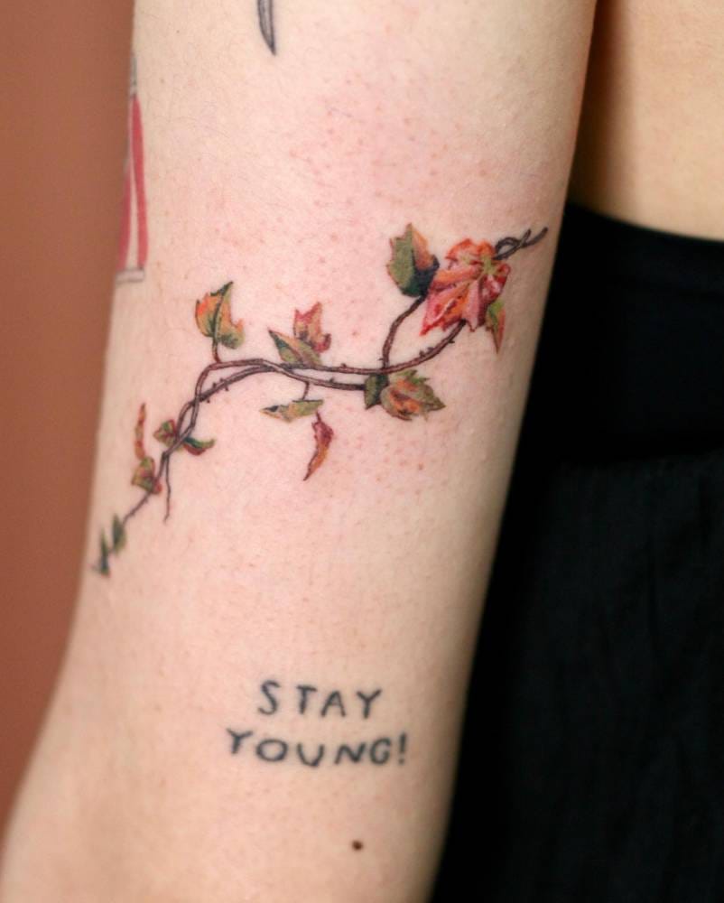 watercolor style ivy tattoo