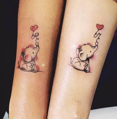 couple elephant tattoo