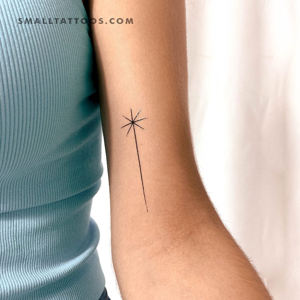 a simple shooting star tattoo geometric design