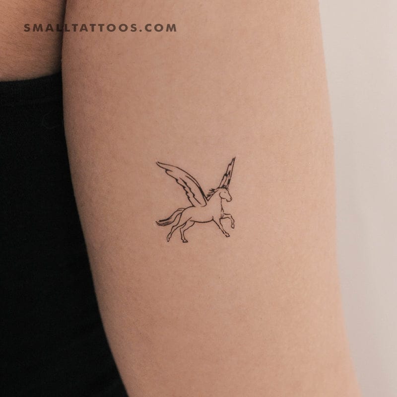 simple line pegasus tattoo