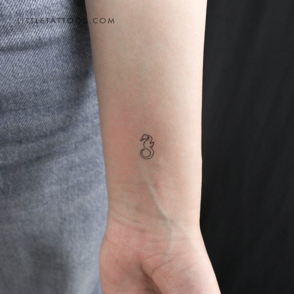 minimalist seahorse tattoo