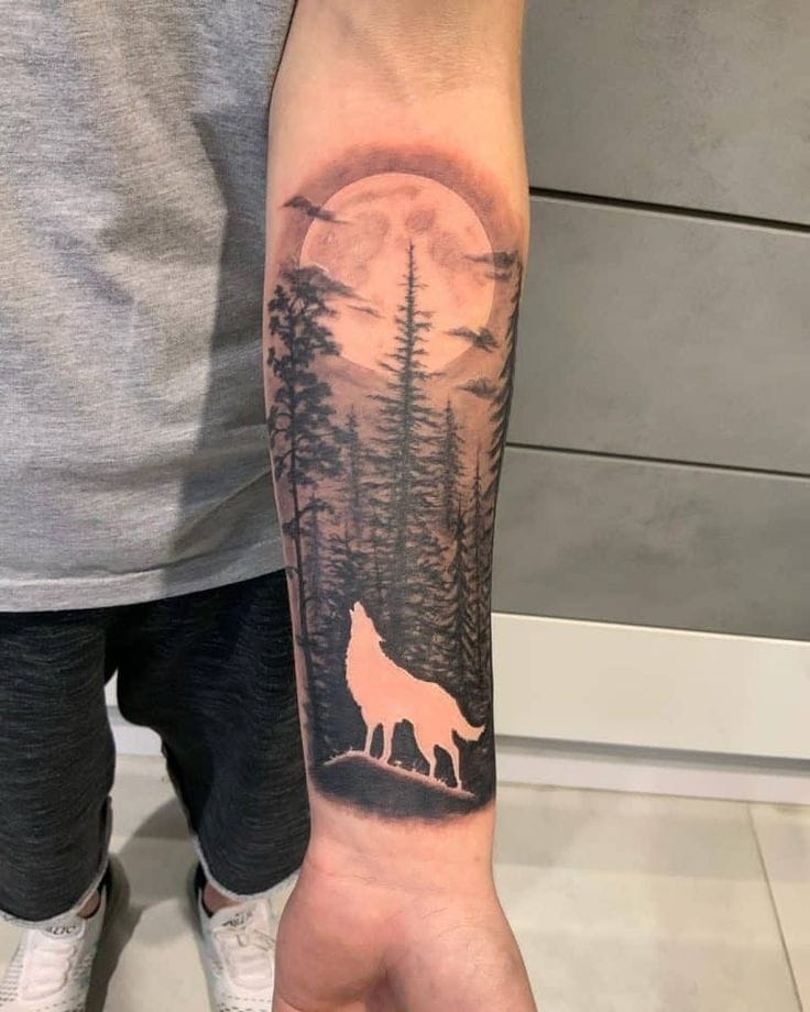 wolf forest tattoo