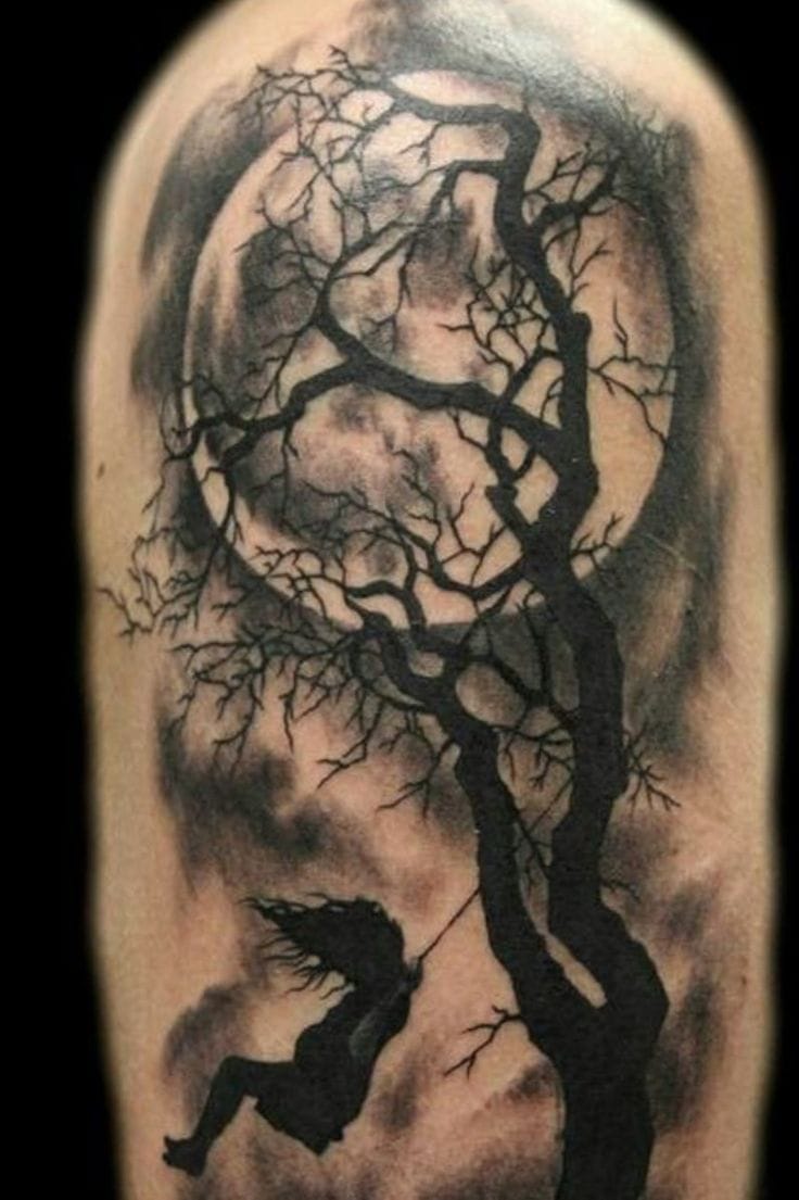 moon willow tree tattoo
