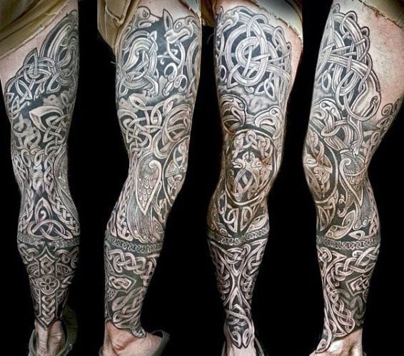celtic knot leg sleeve tattoo