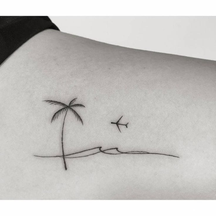 airplane and ocean tattoo
