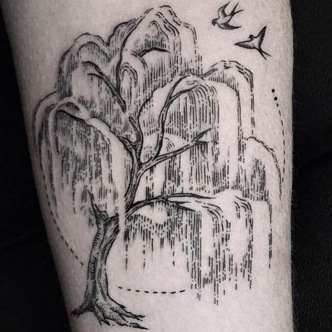 abstract willow tree tattoo