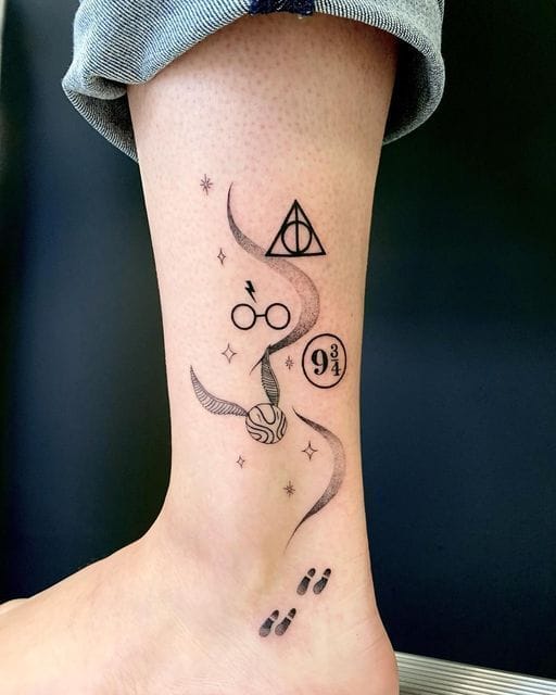 harry potter ankle tattoo