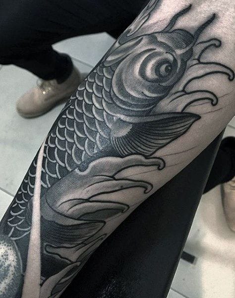 black ink koi tattoo