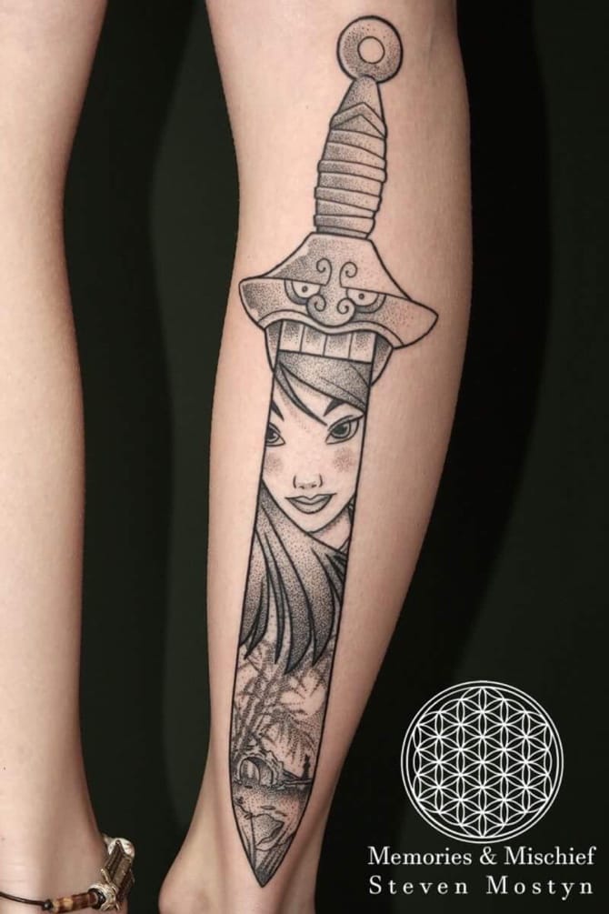 mulan with sword tattoo
