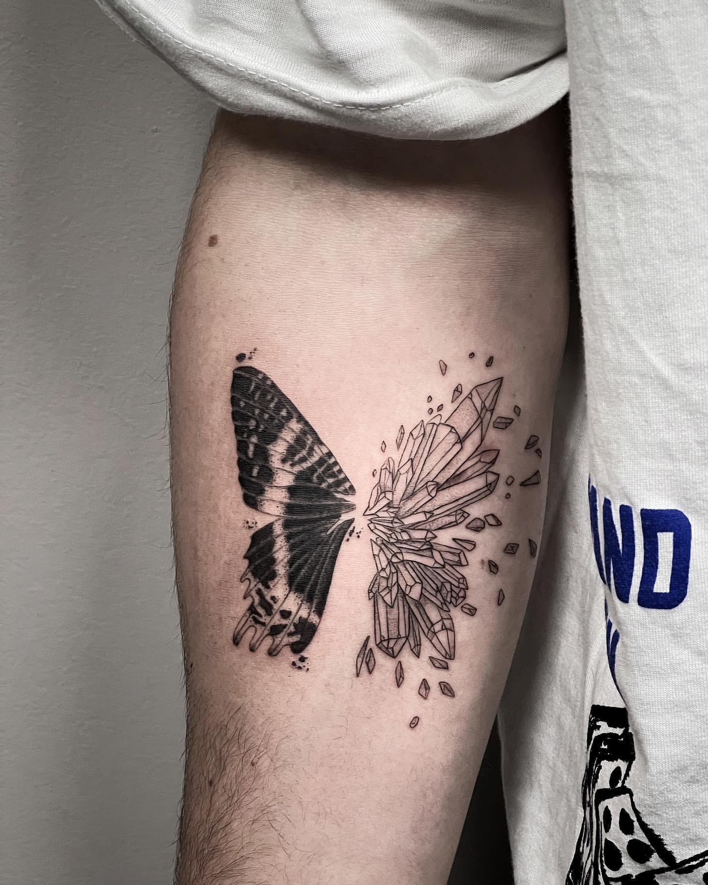 men's inner butterfly tattoo