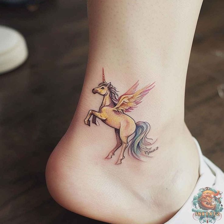 ankle pegasus tattoo