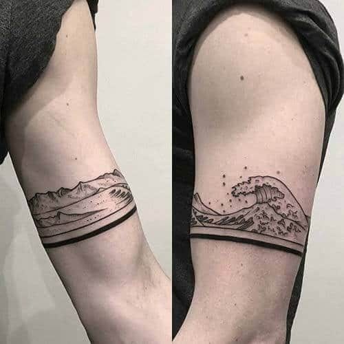 ocean wave armband tattoo