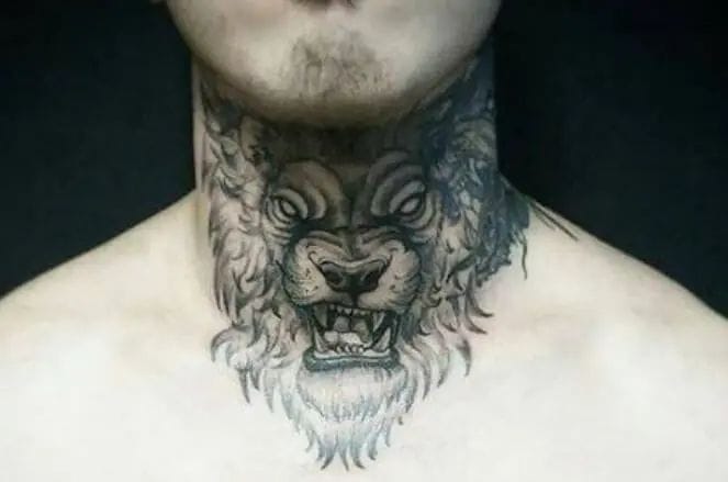 lion neck tattoo