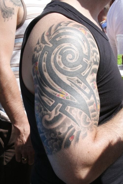 tribal cloud sleeve tattoo