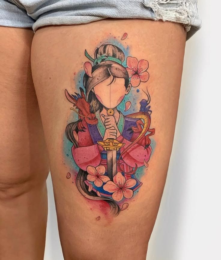 mulan in nature tattoo