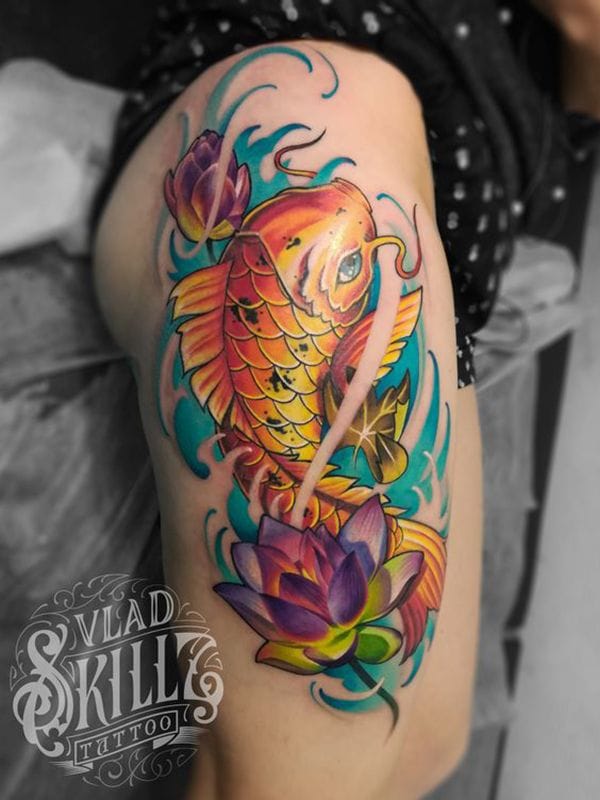 colorful koi tattoo