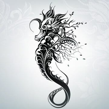 detailed seahorse tattoo