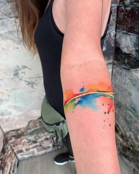 watercolor armband tattoo