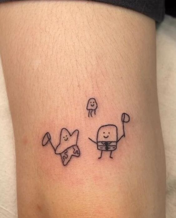 minimalist spongebob tattoo