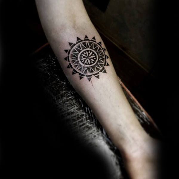 men's inner sun tattoo