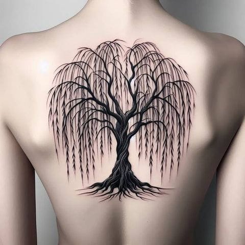 back willow tree tattoo