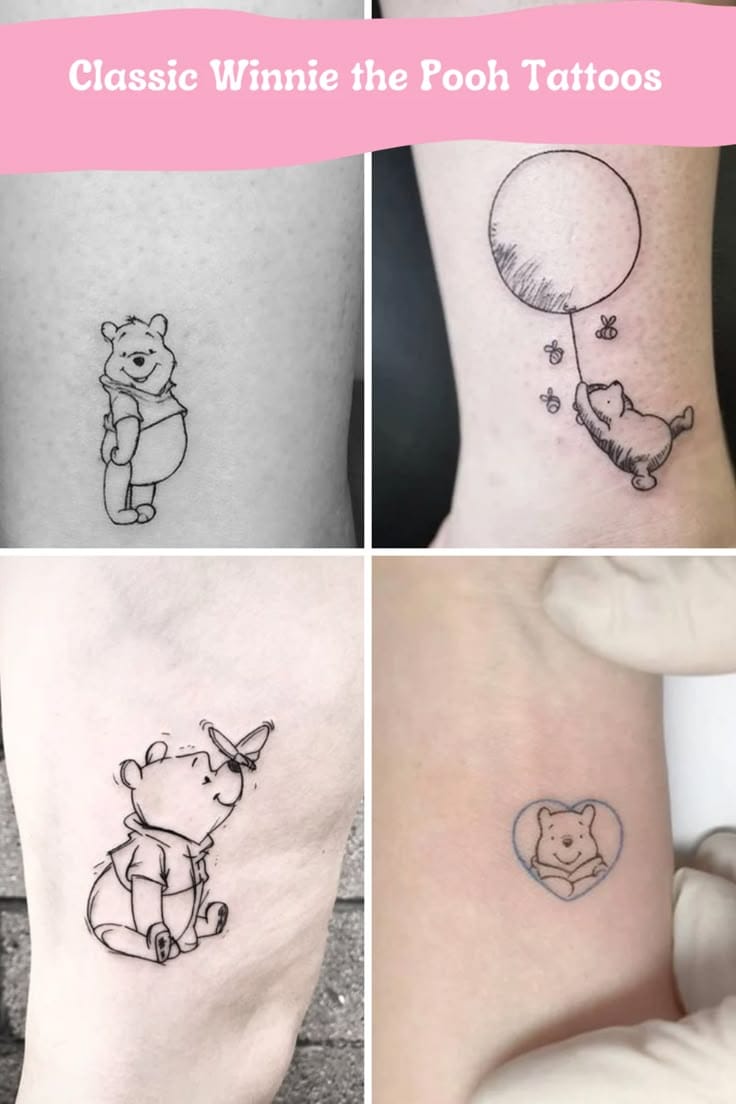 outline pooh tattoo