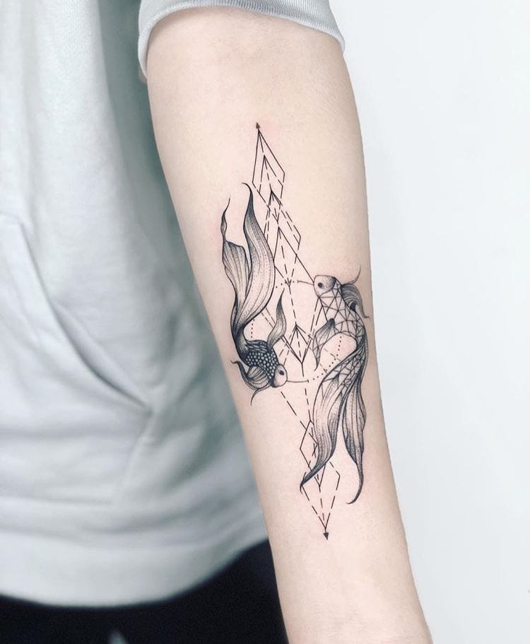 geometric koi tattoo