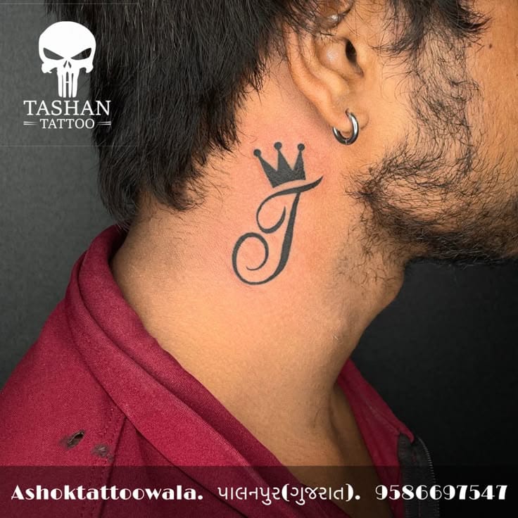 neck tattoo letter j
