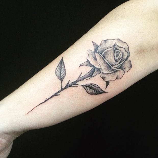 black ink rose tattoo