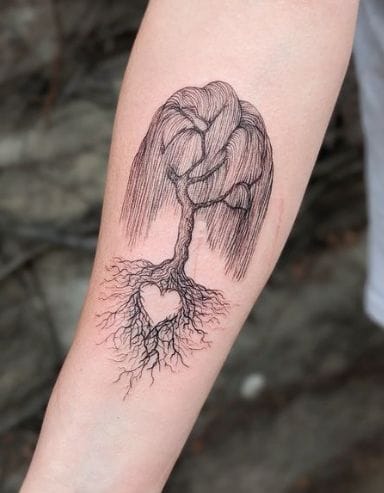 heart willow tree tattoo