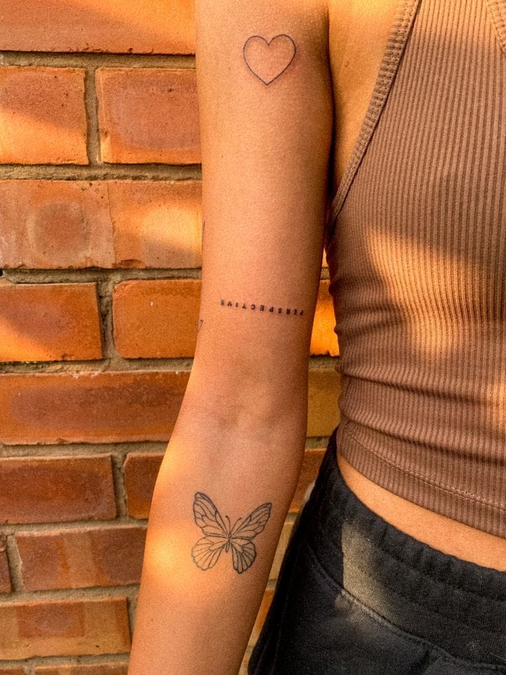 butterfly patchwork sleeve tattoo