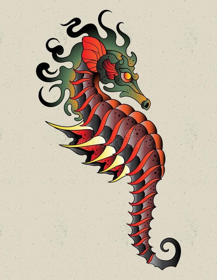 neo-traditional seahorse