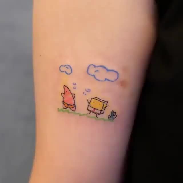 glow-in-the-dark spongebob tattoo