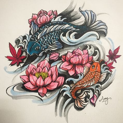 lotus flower koi tattoo