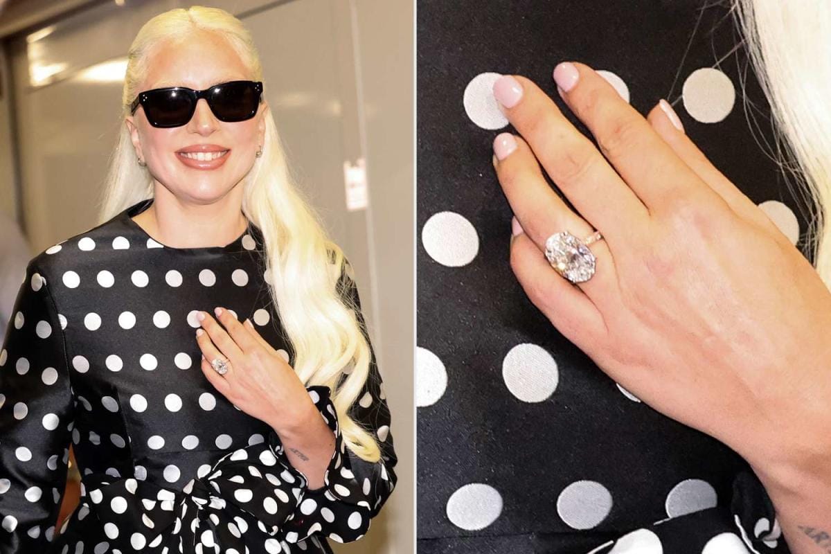 Lady Gaga Flashes Her Massive Diamond Engagement Ring from Fiancé ...