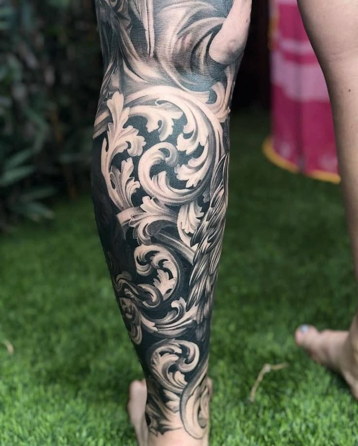 leg baroque tattoo