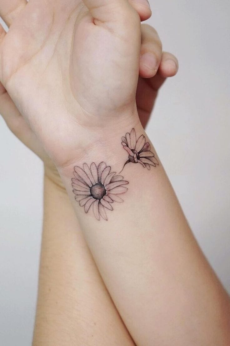 wrist daisy tattoo