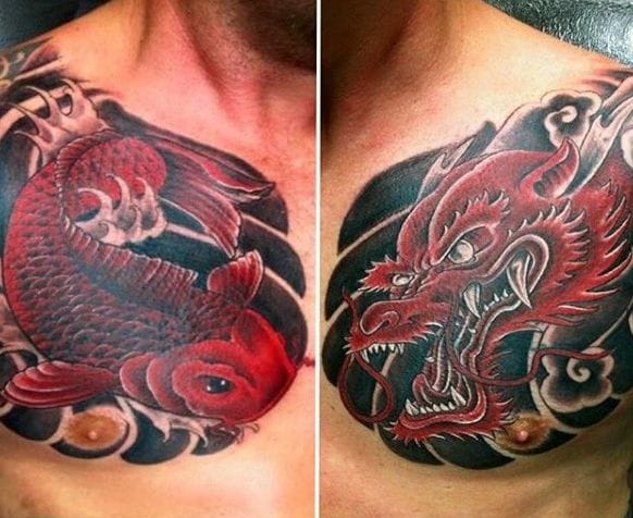chest koi fish tattoo