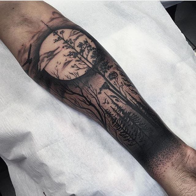 moonlit forest tattoo