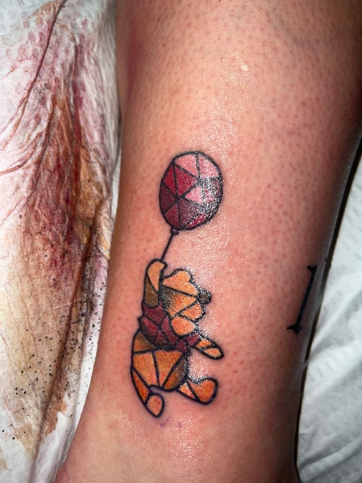 geometric pooh tattoo